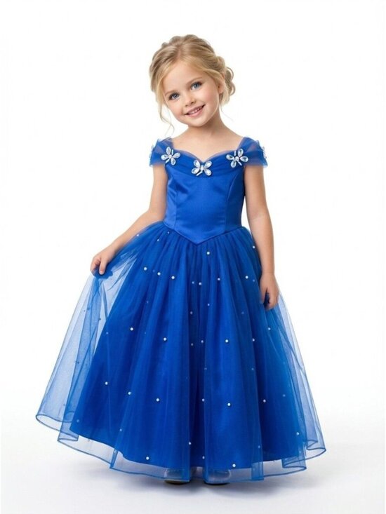 Other - Girls Royal Blue Party Dress with Pearl Tulle Skirt